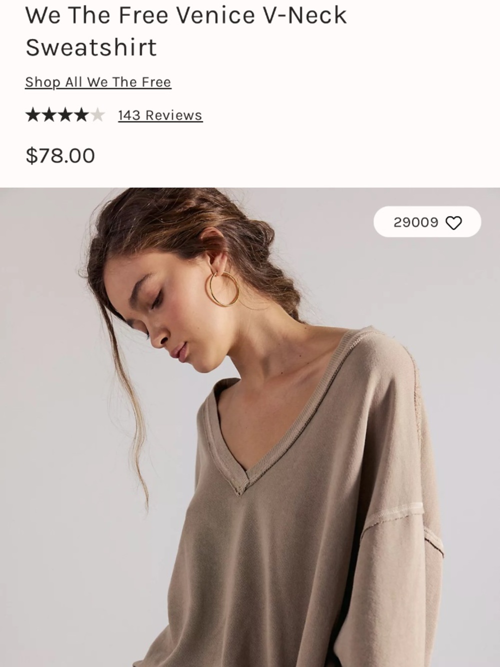 Free people Venice V-Neck pullover NWOT